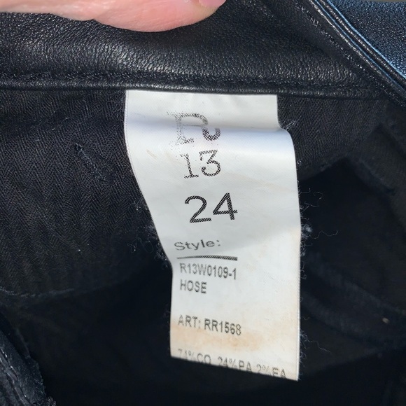 R13 Black Hose Leather Waist Coated Skinny Jeans - Picture 6 of 6